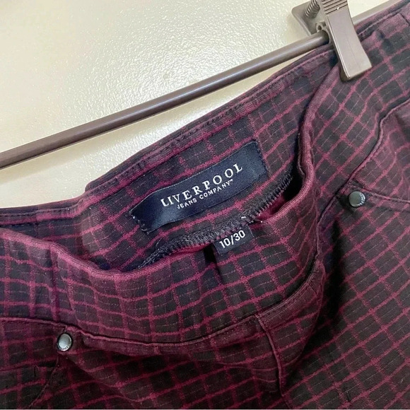Liverpool Pants Knit Stretchy Check Slim Rock Work Preppy City Casual 10/30 - Picture 2 of 6